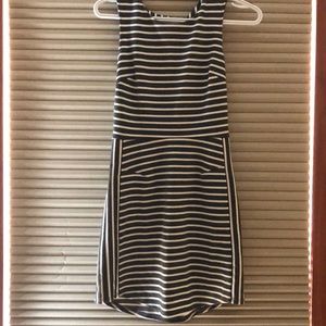 Gray and white striped dress